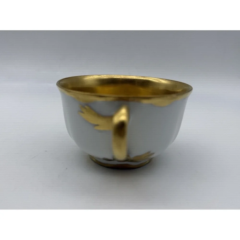 9 Antique Racine Bavaria Luxury Fine China Gold Gilded Cups Double Handle